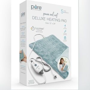 Pure Enrichment PureRelief Deluxe Heating Pad 12" x 24”4 InstaHeat Settings New